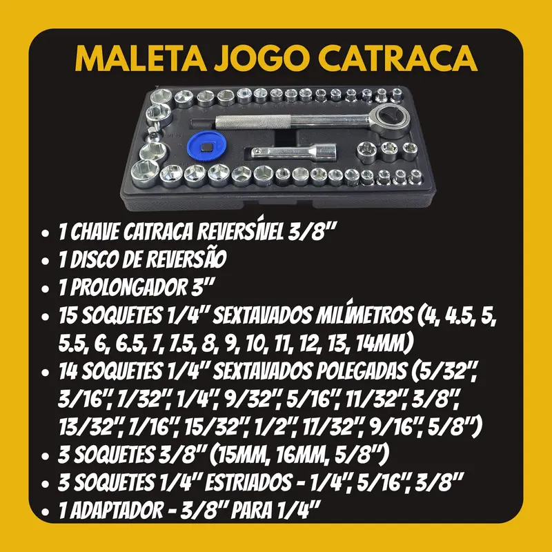 Kit de Ferramentas Completo com Jogo de Chaves Catraca - imagem 3