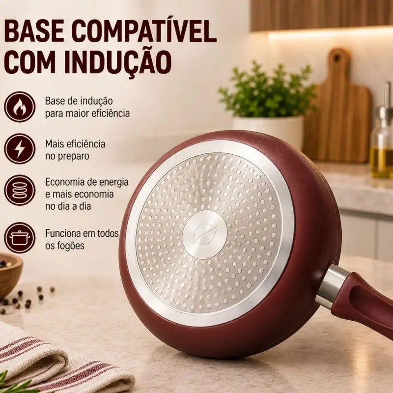 Jogo De Panelas Cerâmica Antiaderente Kit 5 Peças Indução Fogão Vidroceramico Tampa Vidro Premium Soft Touchh - imagem 3