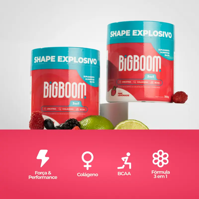 BigBoom Creatina Monohidratada 3 em 1 - 300g com Colágeno e BCAA - imagem 3
