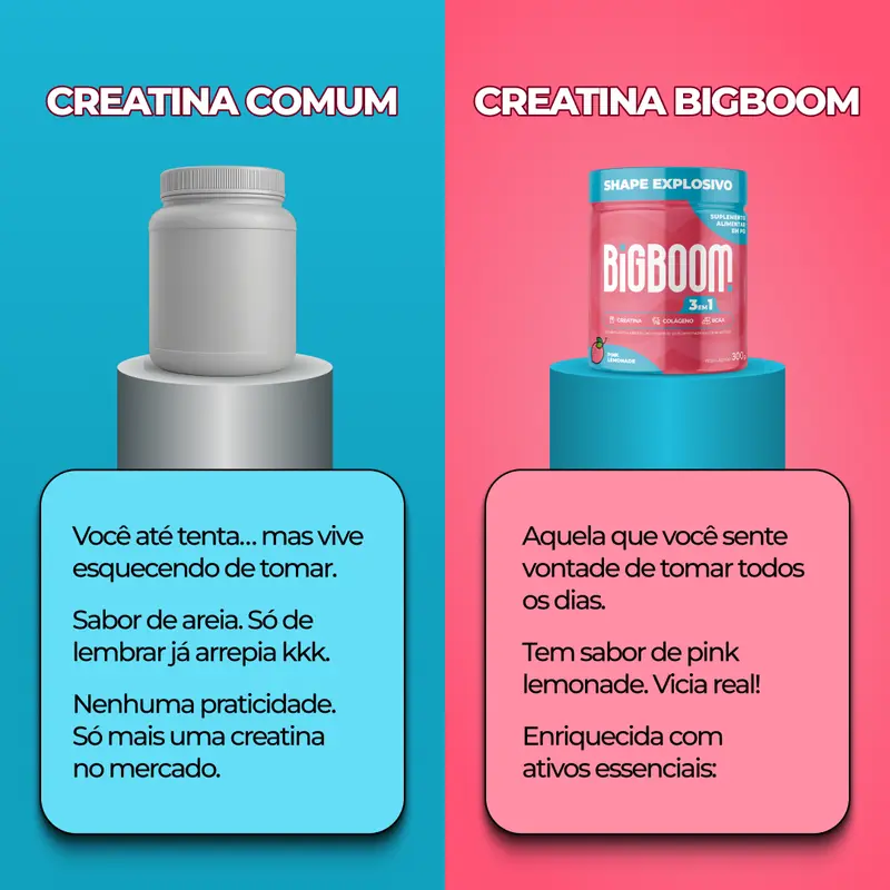 BigBoom Creatina Monohidratada 3 em 1 - 300g com Colágeno e BCAA - imagem 2